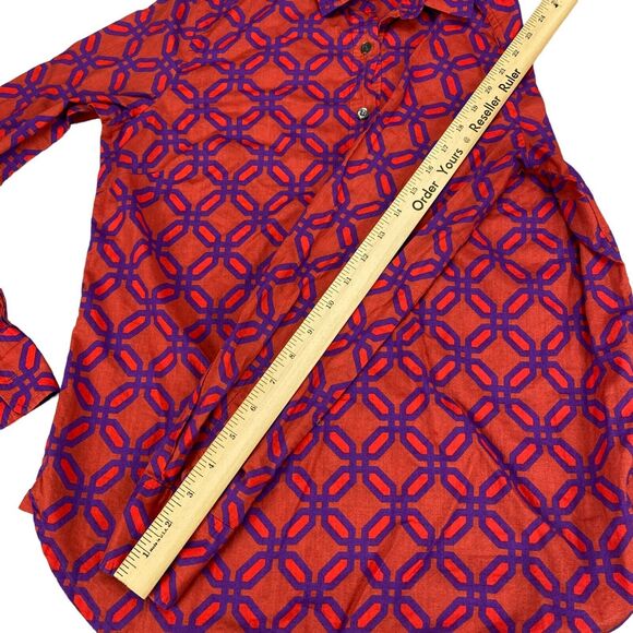 J.CREW Shirt Women's Size 4 Geometric Cotton Collared Button Down - Picture 3 of 13